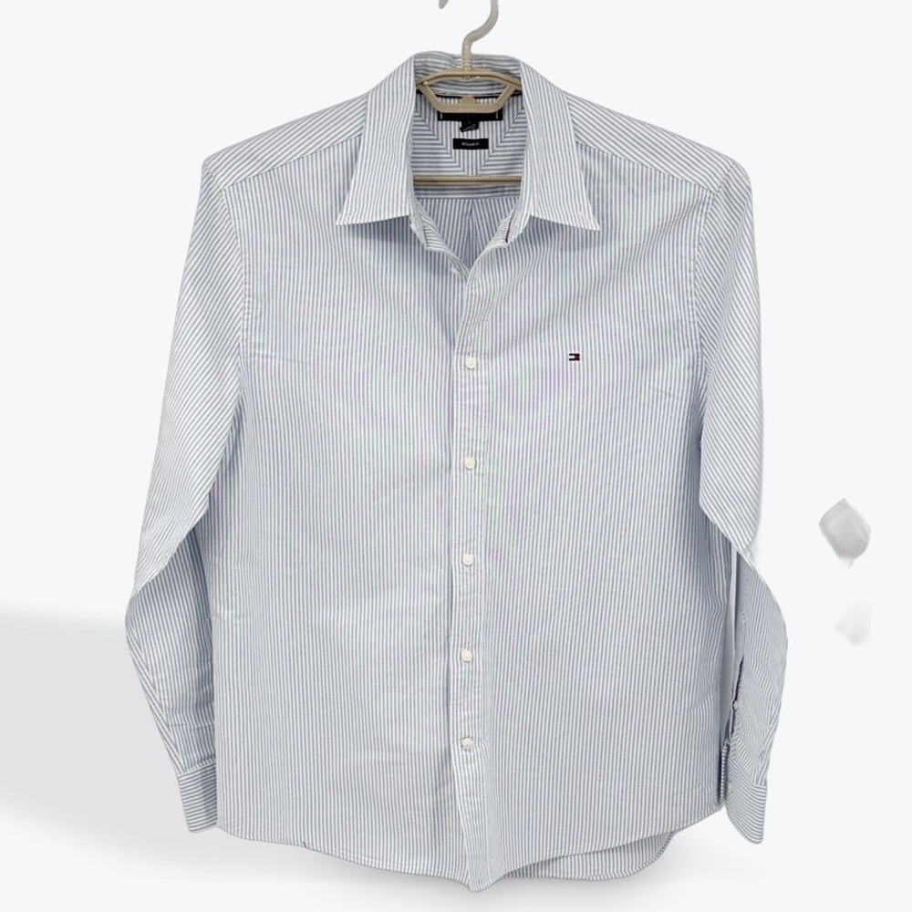 Tommy Hilfiger Men's Regular Fit Blue White Stripe Button Down Shirt XL